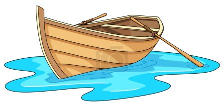 Téléchargez les illustrations : Illustration vectorielle de dessin animé bateau en bois - en licence libre de droit