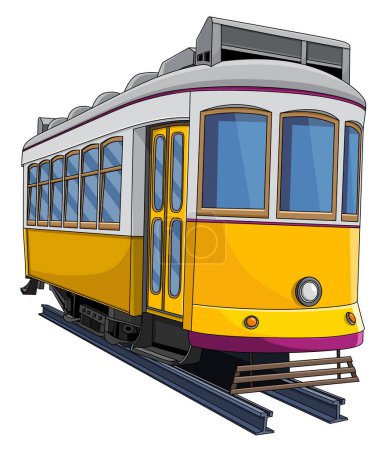 Ilustración de Ilustración del vector de dibujos animados del tranvía amarillo - Imagen libre de derechos