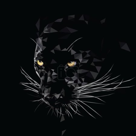 Black panther head low poly vector art