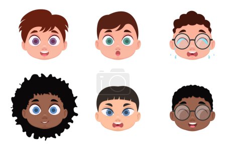Illustration for Seth, faces of boys, emotions of children - Royalty Free Image