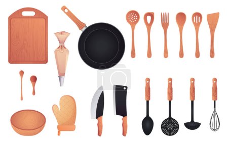 Conjunto realista de utensilios de cocina