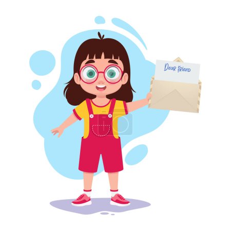 Ilustración de Niño con una carta abierta en la mano - Imagen libre de derechos
