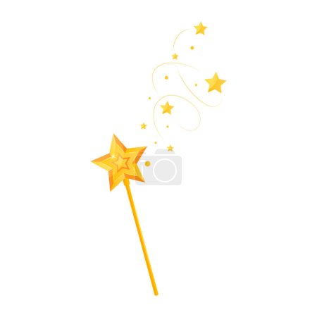 Illustration for Magic wand, golden magic wand, vector illustration - Royalty Free Image