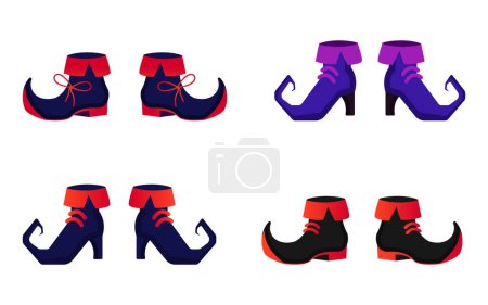 Illustration for Witch shoes set, vector illustration - Royalty Free Image