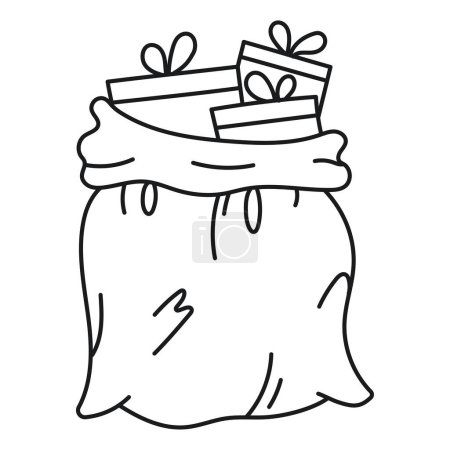 Ilustración de Ilustración de la bolsa de regalo de Santa Claus sobre fondo blanco - Imagen libre de derechos