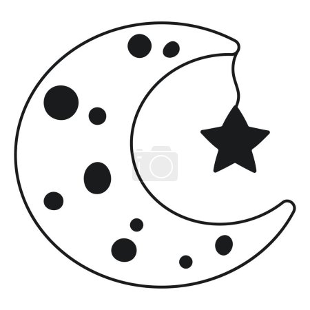 Illustration for Illustration of moon with star on white background - Royalty Free Image