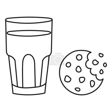 Téléchargez les illustrations : Illustration de verre de lait dessiné à la main avec des biscuits - en licence libre de droit