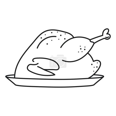Téléchargez les illustrations : Illustration de dinde cuite sur fond blanc - en licence libre de droit