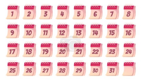 Ilustración de Conjunto de calendarios, 31 días del mes - Imagen libre de derechos