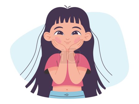Illustration for Girl showing mercy, cute child look, vector illustration - Royalty Free Image