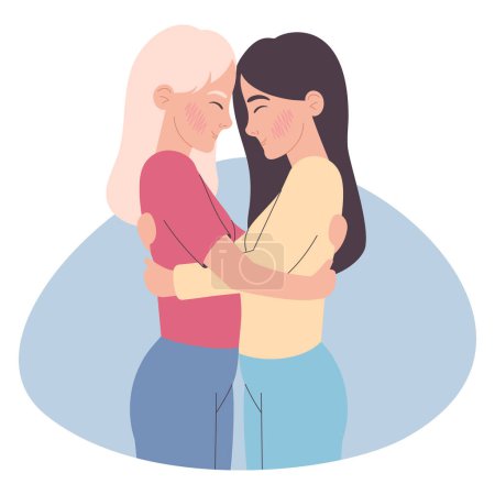Deux filles s'aiment, illustration vectorielle