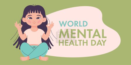 Vektorgrafiken von süßen Mädchen zum Welttag für psychische Gesundheit