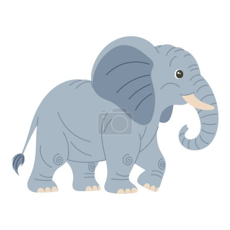 Cute cartoon elephant vector children's vector illustration in flat style. For poster, greeting card and children's design.