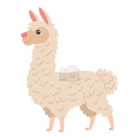 Illustration for Cute cartoon llama vector children's vector illustration in flat style. For poster, greeting card and children's design. - Royalty Free Image