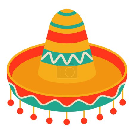 Illustration for Mexican sombrero, isolated on white background - Royalty Free Image