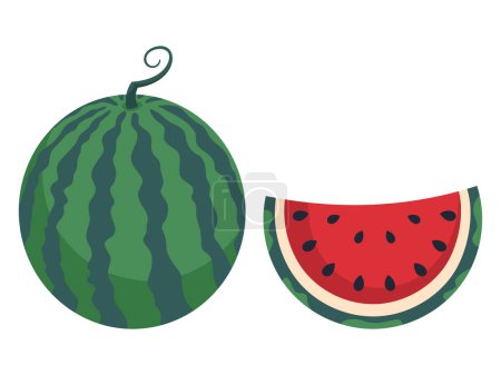 Ripe juicy watermelon isolated on a white background. Hand drawn illustration.