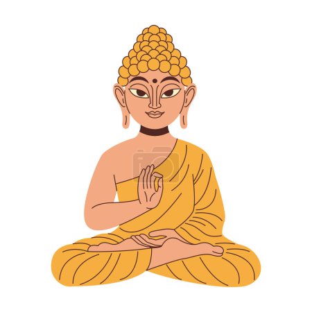Buddha on white background, vector illustration in flat style
