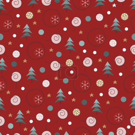 Allover holly joyeux motif de surface sans couture de Noël. Aménagements esthétiques de joyeux ornements de Noël. Texture répétitive Noël