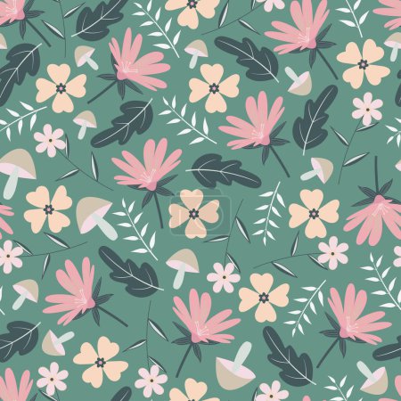 Illustration for Dainty floral seamless surface pattern for St. Patrick Day. Exquisite allover foliage arrangement of bunch of clover leaves - Royalty Free Image