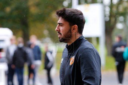 Photo for Ozan Tufan #7 of Hull City arrives for the Sky Bet Championship match Hull City vs Blackburn Rovers at MKM Stadium, Hull, United Kingdom, 29th October 202 - Royalty Free Image