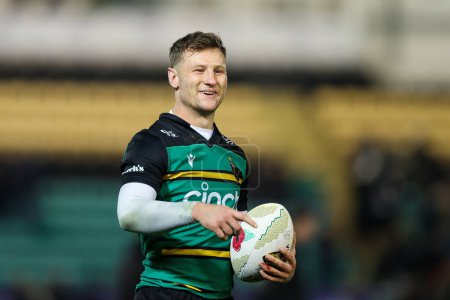 Photo for Fraser Dingwall, captain of Northampton Saints, during the Gallagher Premiership match Northampton Saints vs Exeter Chiefs at the cinch Stadium at Franklin's Gardens, Northampton, United Kingdom, 4th November 202 - Royalty Free Image