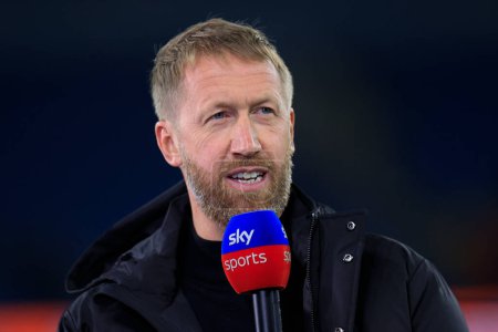 Photo for Graham Potter the Chelsea manager being interviewed ahead of the Carabao Cup Third Round match Manchester City vs Chelsea at Etihad Stadium, Manchester, United Kingdom, 9th November 202 - Royalty Free Image