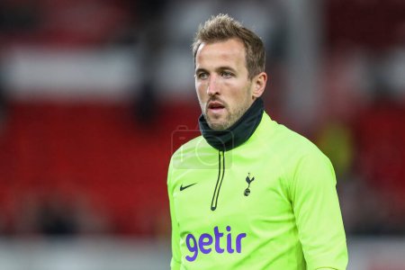 Photo for Harry Kane #10 of Tottenham Hotspur during the pre-game warm up ahead of the Carabao Cup Third Round match Nottingham Forest vs Tottenham Hotspur at City Ground, Nottingham, United Kingdom, 9th November 202 - Royalty Free Image