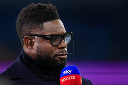 Photo for Pundit Micah Richards ahead of the Carabao Cup Third Round match Manchester City vs Chelsea at Etihad Stadium, Manchester, United Kingdom, 9th November 202 - Royalty Free Image