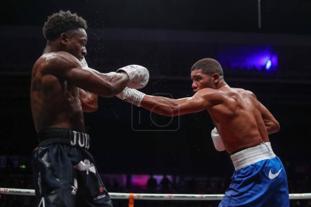 Photo for Hebert Conceicao Sousa lands a jab during the in the Hebert Conceio vs Gideon Onyenani fight at the Sunny Edwards vs Felix Alvarado card at Utilita Arena, Sheffield, United Kingdom, 11th November 2022 - Royalty Free Image