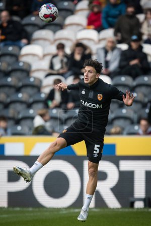 Photo for Alfie Jones #5 of Hull City during the pre match warm up ahead of the Sky Bet Championship match Hull City vs Reading at MKM Stadium, Hull, United Kingdom, 12th November 202 - Royalty Free Image