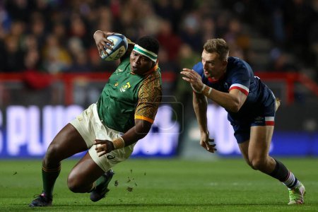 Photo for Ntuthuko Mchunu of South Africa A falls to the ground during the Friendly match Bristol Bears vs South Africa Select XV at Ashton Gate, Bristol, United Kingdom, 17th November 2022 - Royalty Free Image