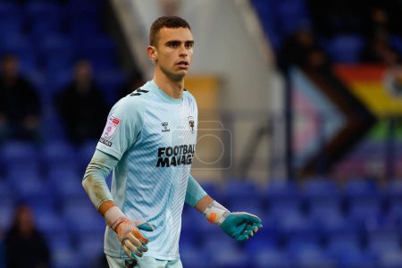 Photo for Nik Tzanev #1 of AFC Wimbledon during the Sky Bet League 2 match Tranmere Rovers vs AFC Wimbledon at Prenton Park, Birkenhead, United Kingdom, 19th November 2022 - Royalty Free Image