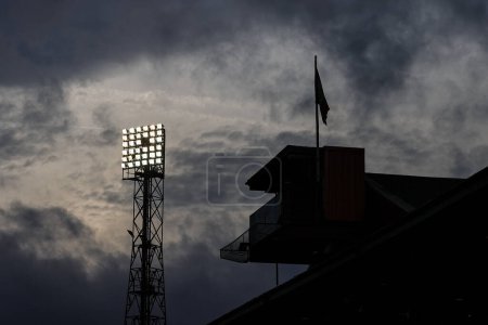 Photo for Floodlights are on at Oakwell during the Emirates FA Cup  Round 2 match Barnsley vs Crewe Alexandra at Oakwell, Barnsley, United Kingdom, 26th November 2022 - Royalty Free Image