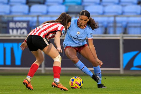 Photo for Lois Marley-Paraskevas #37 of Manchester City in action during the FA Womens Continental League Cup match Manchester City Women vs Sunderland AFC Women at Etihad Campus, Manchester, United Kingdom, 27th November 2022 - Royalty Free Image