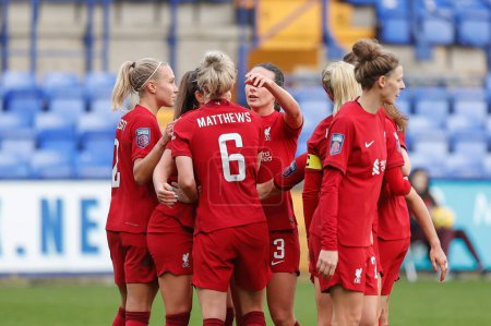 Photo for Jasmine Matthews #6 of Liverpool Women celebrates her goal to make it 1-0 during the FA Womens Continental League Cup match Liverpool Women vs Blackburn Rovers Ladies at Prenton Park, Birkenhead, United Kingdom, 27th November 2022 - Royalty Free Image