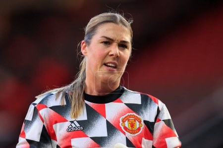 Photo for Mary Earps #27 of Manchester United during the warm up ahead of The FA Women's Super League match Manchester United Women vs Aston Villa Women at Old Trafford, Manchester, United Kingdom, 3rd December 202 - Royalty Free Image
