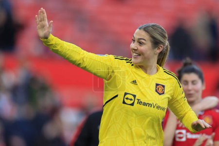Photo for Mary Earps #27 of Manchester United waves to the fans at the end of The FA Women's Super League match Manchester United Women vs Aston Villa Women at Old Trafford, Manchester, United Kingdom, 3rd December 202 - Royalty Free Image
