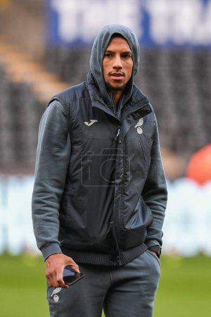 Photo for Isaac Hayden #8 of Norwich City pre match pitch inspection during the Sky Bet Championship match Swansea City vs Norwich City at Swansea.com Stadium, Swansea, United Kingdom, 10th December 2022 - Royalty Free Image