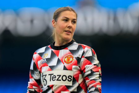 Photo for Mary Earps #27 of Manchester United during the warm up ahead of the The FA Women's Super League match Manchester City Women vs Manchester United Women at Etihad Campus, Manchester, United Kingdom, 11th December 2022 - Royalty Free Image