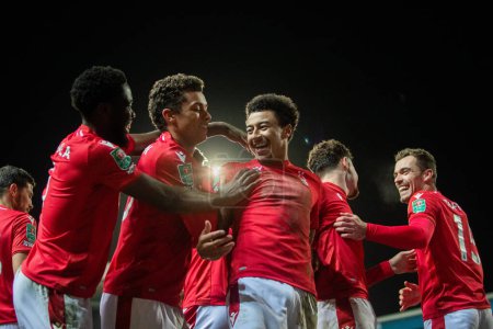 Photo for Jesse Lingard #11 of Nottingham Forest celebrates his goal during the Carabao Cup Fourth Round match Blackburn Rovers vs Nottingham Forest at Ewood Park, Blackburn, United Kingdom, 21st December 202 - Royalty Free Image
