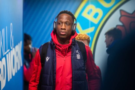 Photo for Willy Boly #30 of Nottingham Forest arrives at Ewood Park before the Carabao Cup Fourth Round match Blackburn Rovers vs Nottingham Forest at Ewood Park, Blackburn, United Kingdom, 21st December 202 - Royalty Free Image