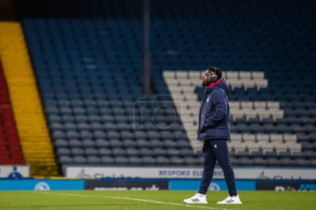 Photo for Orel Mangala #5 of Nottingham Forest checks out the pitch before the Carabao Cup Fourth Round match Blackburn Rovers vs Nottingham Forest at Ewood Park, Blackburn, United Kingdom, 21st December 202 - Royalty Free Image