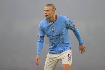 Photo for Erling Haaland #9 of Manchester City during the Carabao Cup Fourth Round match Manchester City vs Liverpool at Etihad Stadium, Manchester, United Kingdom, 22nd December 202 - Royalty Free Image