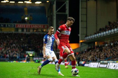 Photo for Matt Crooks #25 of Middlesborough in possession during the Sky Bet Championship match Blackburn Rovers vs Middlesbrough at Ewood Park, Blackburn, United Kingdom, 29th December 202 - Royalty Free Image