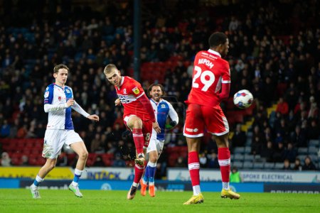Photo for Riley McGree #8 of Middlesborough scores to make it 1-2 during the Sky Bet Championship match Blackburn Rovers vs Middlesbrough at Ewood Park, Blackburn, United Kingdom, 29th December 202 - Royalty Free Image