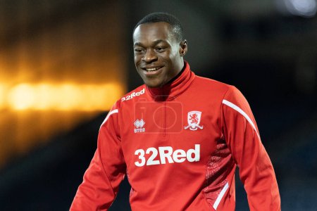 Photo for Marc Bola #27 of Middlesborough smiles before the Sky Bet Championship match Blackburn Rovers vs Middlesbrough at Ewood Park, Blackburn, United Kingdom, 29th December 202 - Royalty Free Image