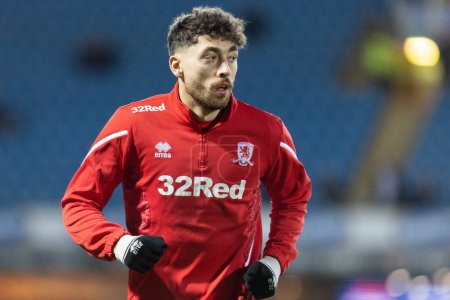 Photo for Matt Crooks #25 of Middlesborough warms up before the Sky Bet Championship match Blackburn Rovers vs Middlesbrough at Ewood Park, Blackburn, United Kingdom, 29th December 202 - Royalty Free Image
