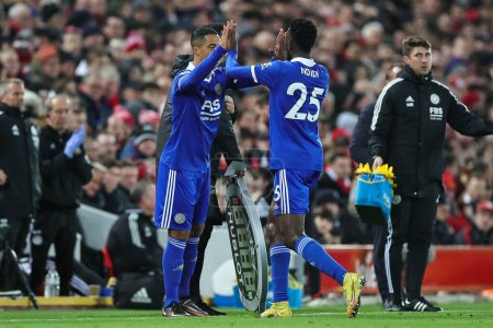Photo for Youri Tielemans #8 of Leicester City replaces Wilfred Ndidi #25 during the Premier League match Liverpool vs Leicester City at Anfield, Liverpool, United Kingdom, 30th December 202 - Royalty Free Image