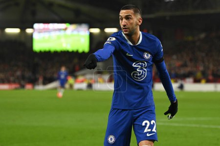 Photo for Hakim Ziyech #22 of Chelsea reacts during the Premier League match Nottingham Forest vs Chelsea at City Ground, Nottingham, United Kingdom, 1st January 202 - Royalty Free Image
