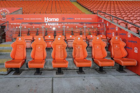 Photo for Home bench during the Sky Bet Championship match Blackpool vs Sunderland at Bloomfield Road, Blackpool, United Kingdom, 1st January 202 - Royalty Free Image